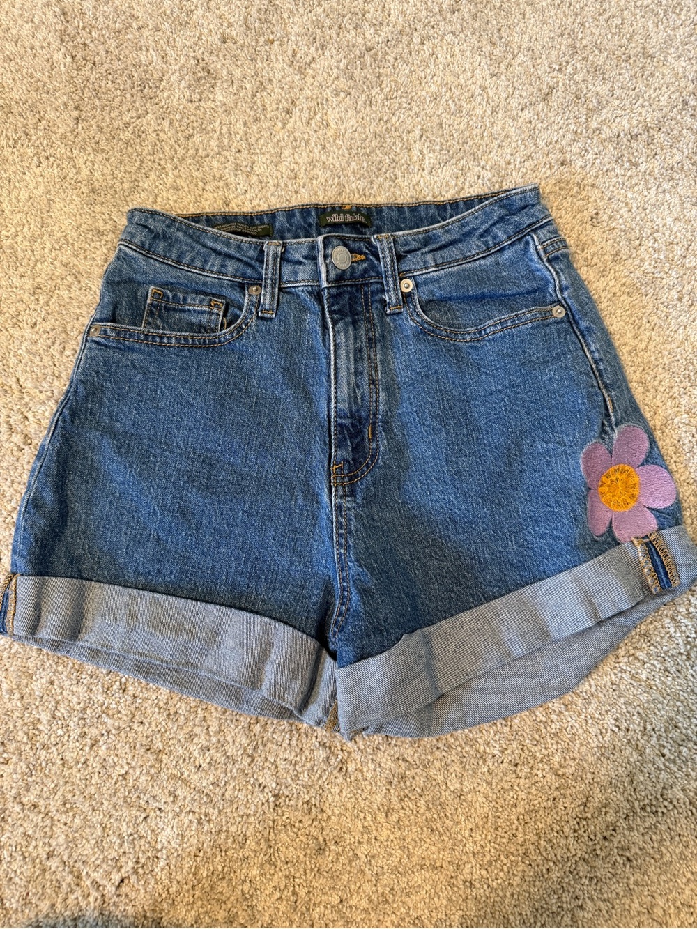Flower-patch Denim Shorts